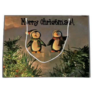 Bolsa De Regalo Grande Navidades pingüinos