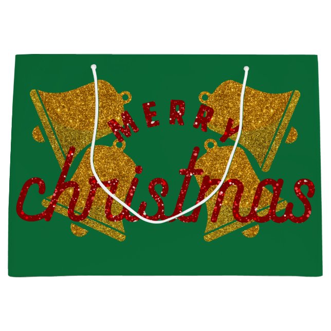 Bolsa De Regalo Grande Navidades purpurinas Bells (Anverso)