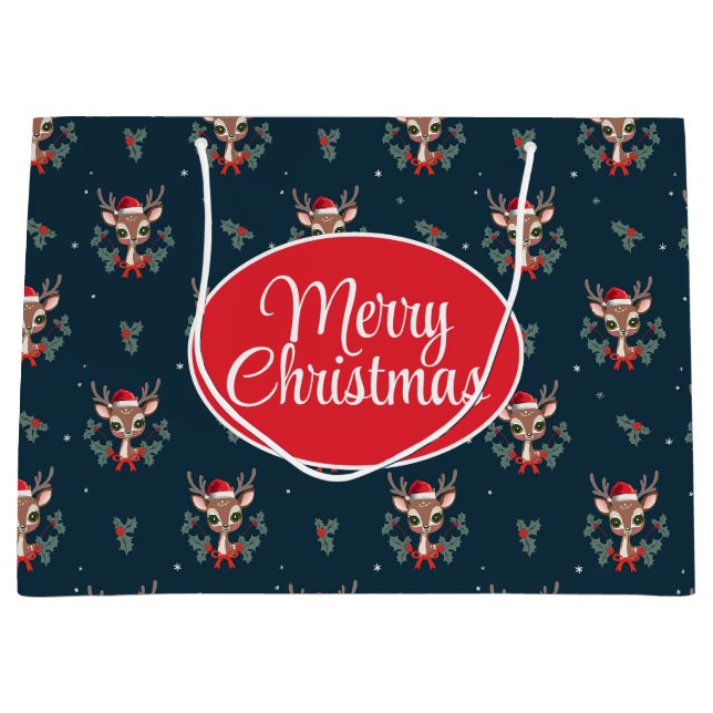 Bolsa De Regalo Grande Navidades ratos renos (Anverso)