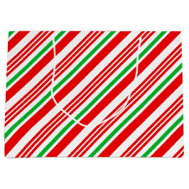 Bolsa De Regalo Grande Navidades rayados de caña de caña roja y verde