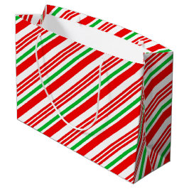 Bolsa De Regalo Grande Navidades rayados de caña de caña roja y verde