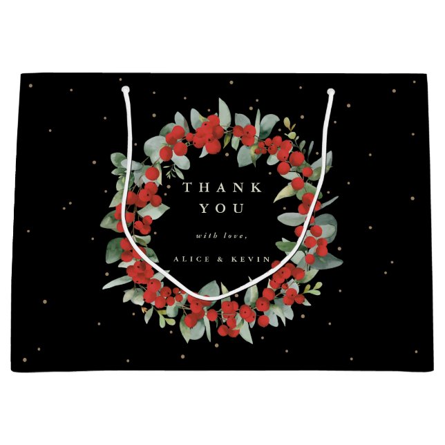 Bolsa De Regalo Grande Navidades Red Berry+Eucalyptus/Holiday Gracias (Anverso)