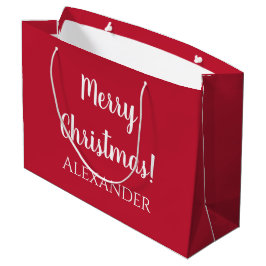 Bolsa De Regalo Grande Navidades Red Merry Christmas Personalizado