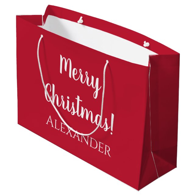 Bolsa De Regalo Grande Navidades Red Merry Christmas Personalizado (Angulo reverso)