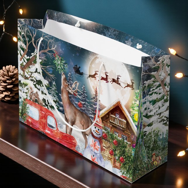 Bolsa De Regalo Grande Navidades Red Truck Santa Rustic Windays (Subido por el creador)