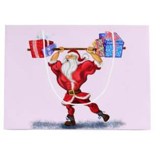Bolsa De Regalo Grande Navidades regalan bolso Funny Bodybuilder Santa