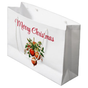Bolsa De Regalo Grande Navidades rojos baubles con fiesta holly