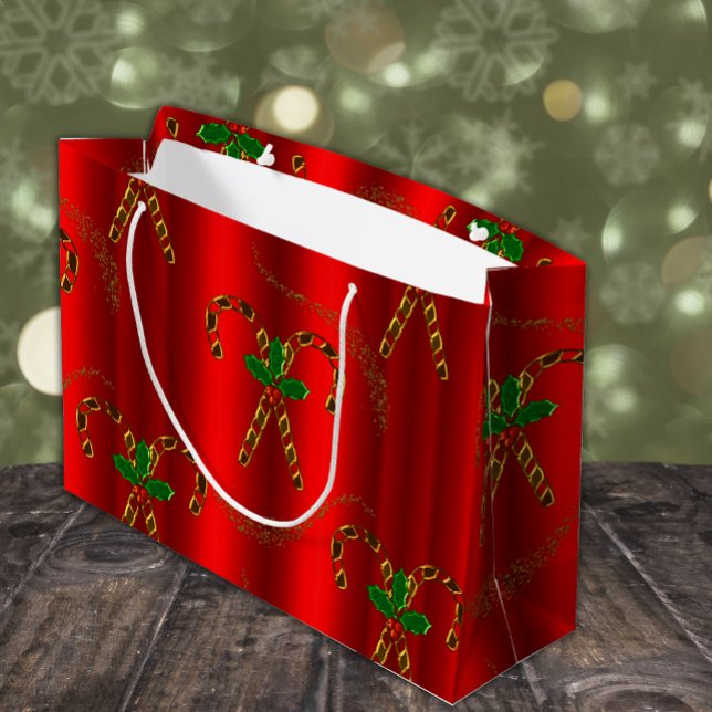 Bolsa De Regalo Grande Navidades rojos de Candy Canes de Oro (Subido por el creador)