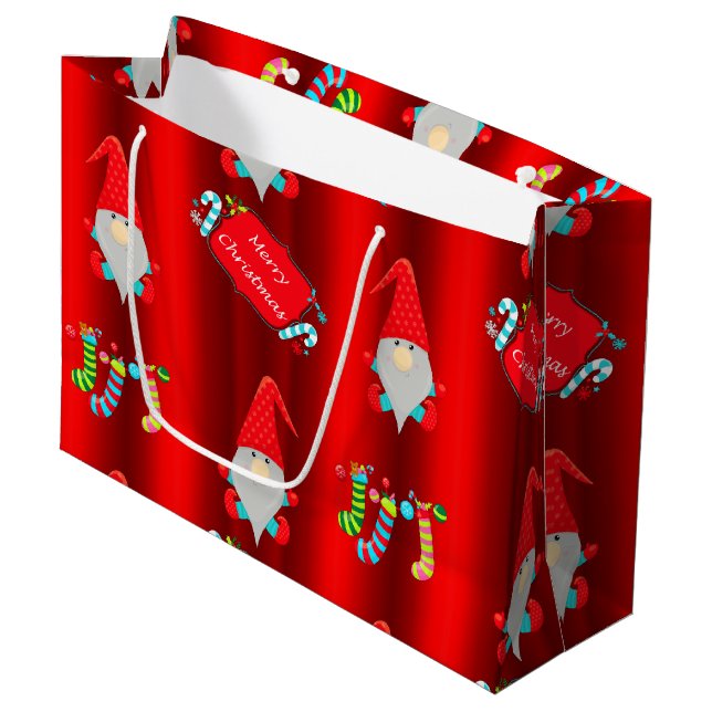 Bolsa De Regalo Grande Navidades rojos de Cute Elves (Angulo Anverso)