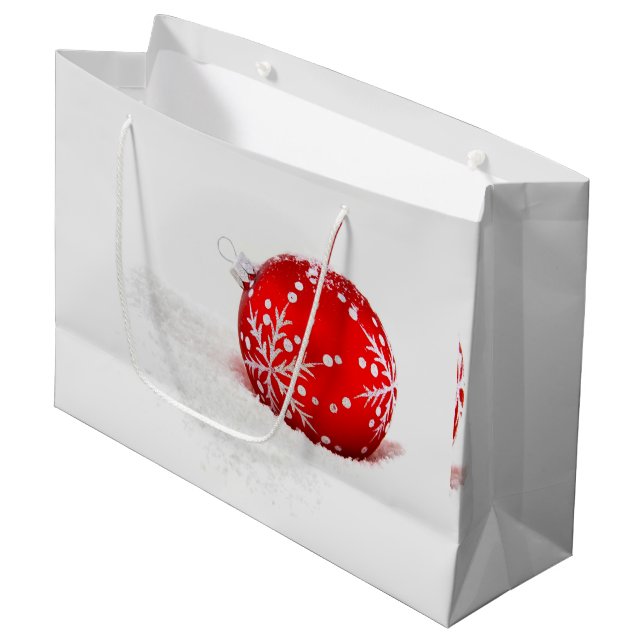 Bolsa De Regalo Grande Navidades Rojos Pelean Con Snowflake (Angulo Anverso)