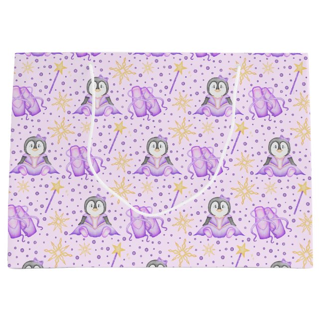 Bolsa De Regalo Grande Navidades rosados cúrcuitos Pingüino de Azúcar (Anverso)