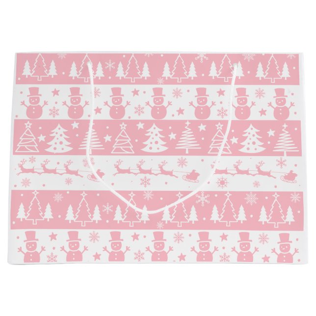 Bolsa De Regalo Grande Navidades rosados festivos (Anverso)