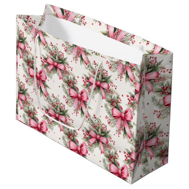 Bolsa De Regalo Grande Navidades rosados se inclina (Angulo Anverso)