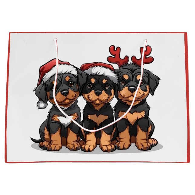 Bolsa De Regalo Grande Navidades Rottweiler Dog Santa (Anverso)