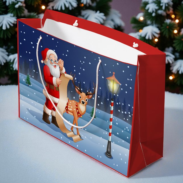 Bolsa De Regalo Grande Navidades Santa Claus Y Renos (Subido por el creador)