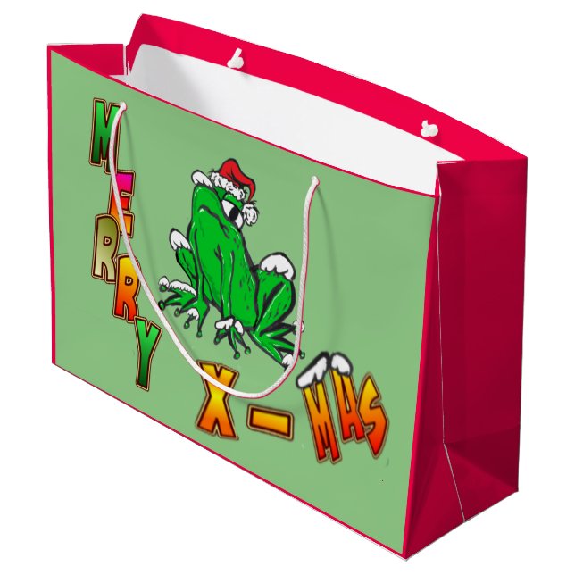 Bolsa De Regalo Grande Navidades Santa Frog Merry Christmas Gift Bag (Angulo reverso)