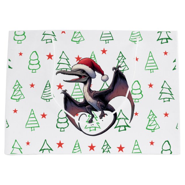 Bolsa De Regalo Grande Navidades Santa hat pterodáctilo (Anverso)