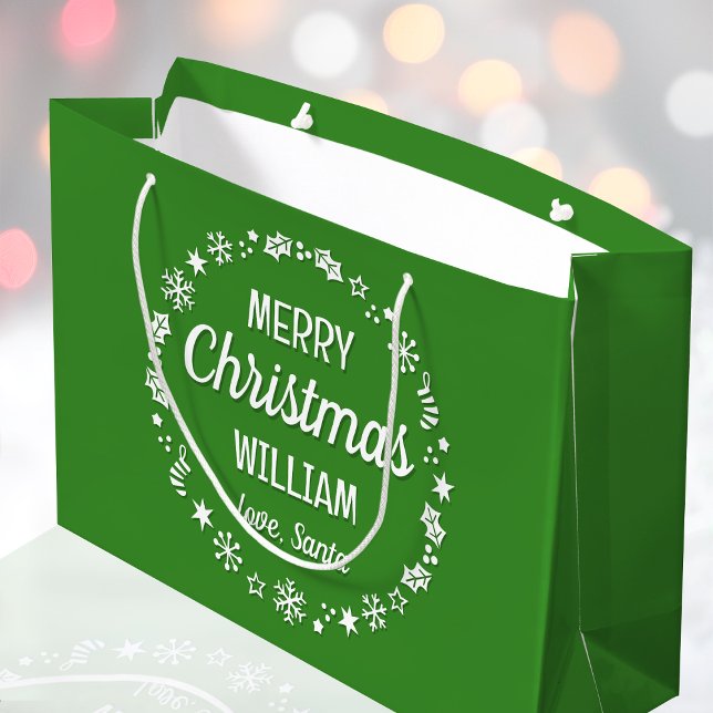 Bolsa De Regalo Grande Navidades Santa Nombre personalizado Verde (Subido por el creador)