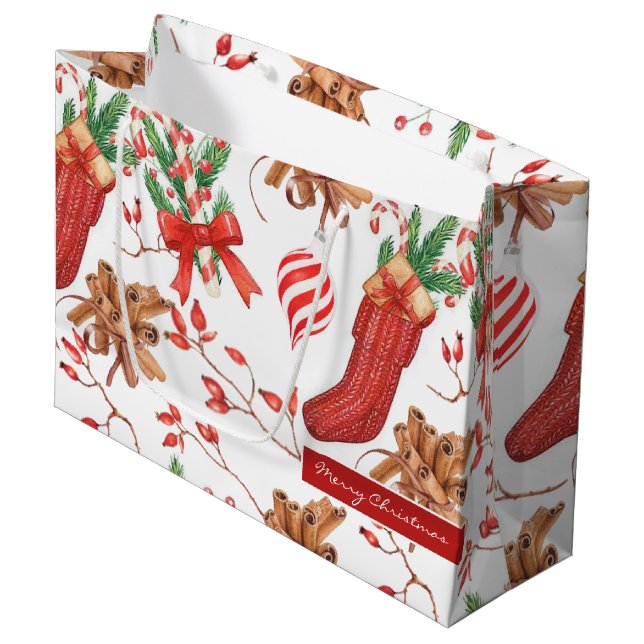 Bolsa De Regalo Grande Navidades Scents Cinnamon and Peppermint Pattern (Angulo Anverso)