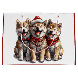 Bolsa De Regalo Grande Navidades Shiba Inu Santa Dogs
