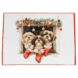 Bolsa De Regalo Grande Navidades Shih Tzu Dogs