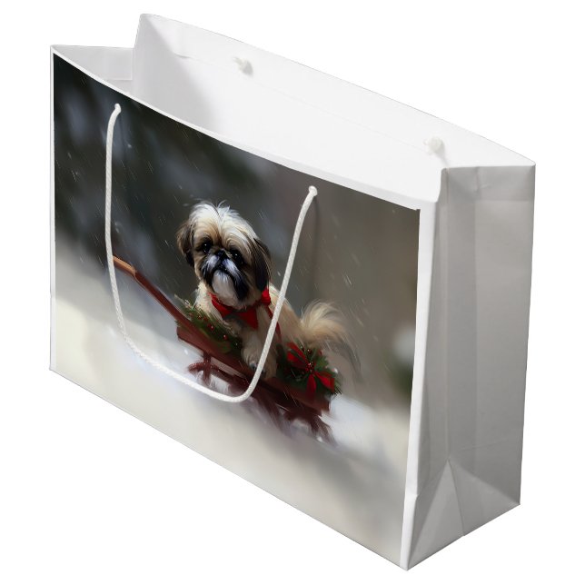 Bolsa De Regalo Grande Navidades Shih Tzu nevan en invierno (Angulo Anverso)
