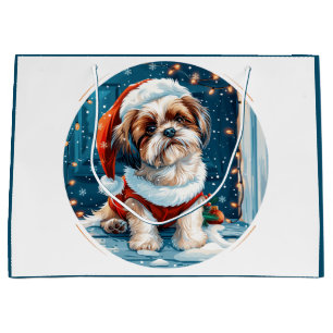 Bolsa De Regalo Grande Navidades Shih Tzu Santa Dog