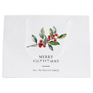 Bolsa De Regalo Grande Navidades simples y elegantes acuarela Botánica