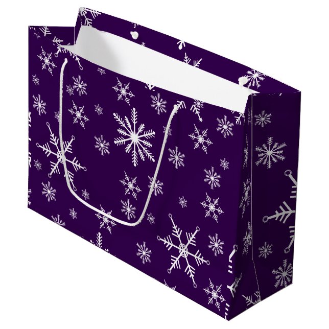 Bolsa De Regalo Grande Navidades Snowflake En Morado (Angulo Anverso)