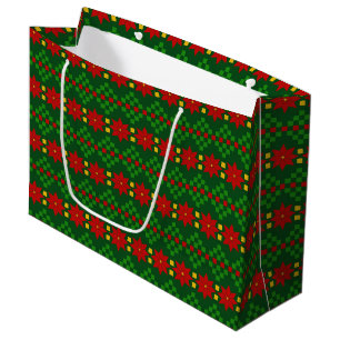 Bolsa De Regalo Grande Navidades Tacky Sweater Style Poinsettias