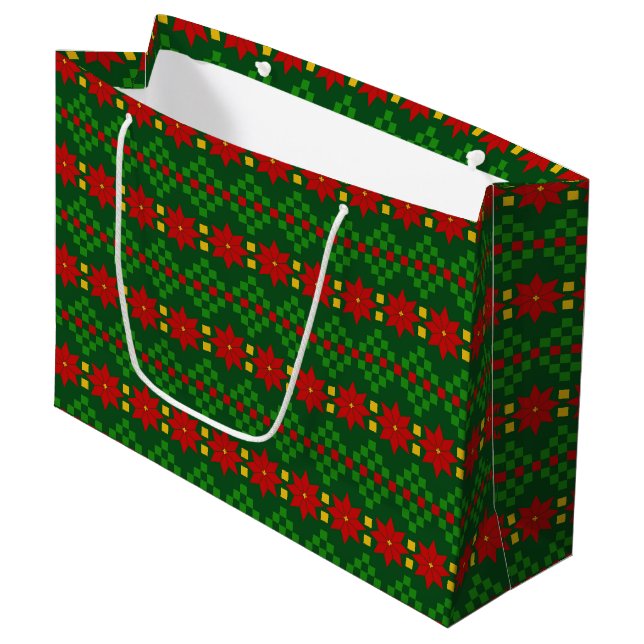 Bolsa De Regalo Grande Navidades Tacky Sweater Style Poinsettias (Angulo Anverso)