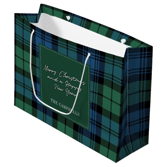Bolsa De Regalo Grande Navidades Tartan Clan Campbell Plaid Personalizado (Angulo Anverso)