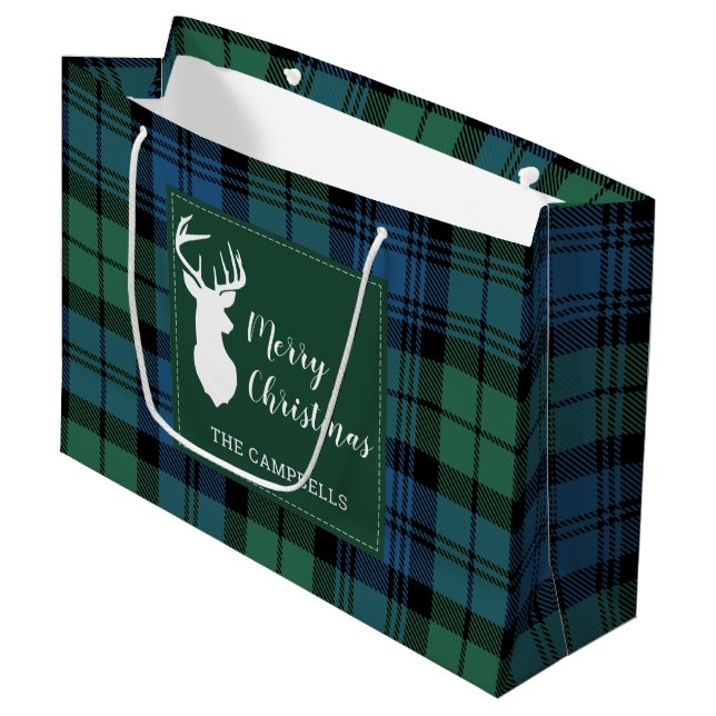 Bolsa De Regalo Grande Navidades Tartan Clan Campbell Plaid Personalizado (Angulo Anverso)