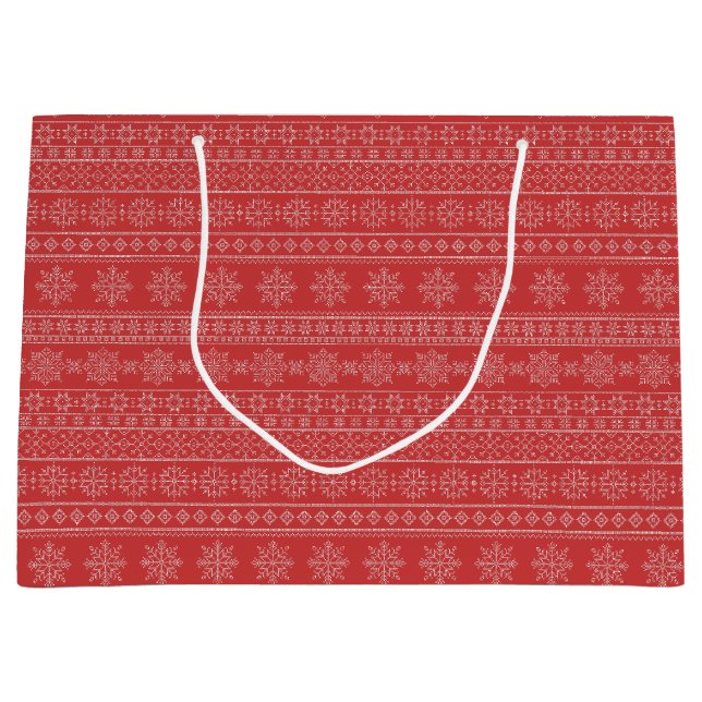 Bolsa De Regalo Grande Navidades temporada suéter fétido rojo y nórdico (Anverso)