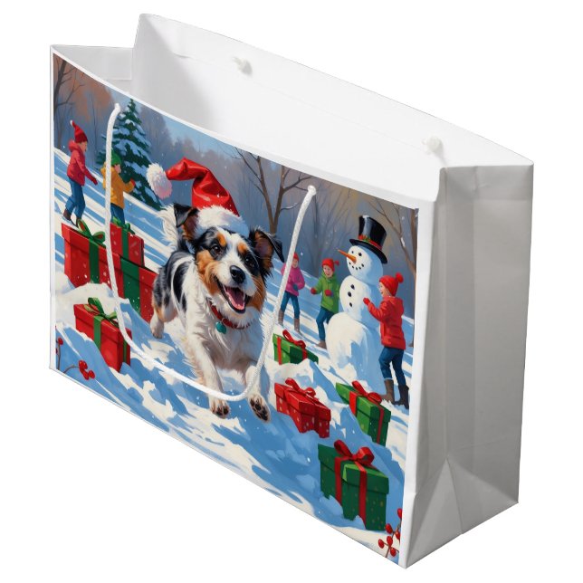 Bolsa De Regalo Grande Navidades Terrier Australianos celebran escena de  (Angulo Anverso)