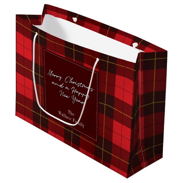 Bolsa De Regalo Grande Navidades Toman Holidays Clan Wallace Tartan (Angulo Anverso)