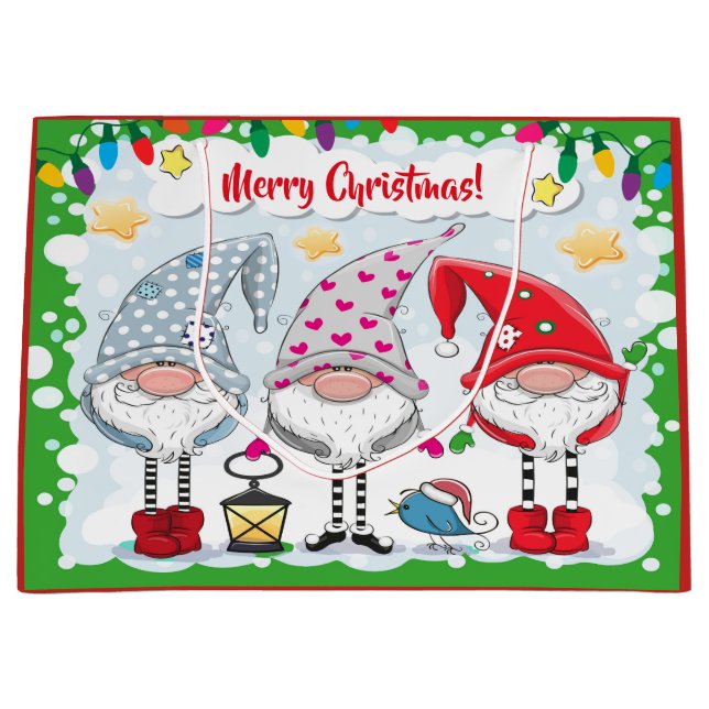 Bolsa De Regalo Grande Navidades / Tote de regalo Gnomes de vacaciones (Anverso)