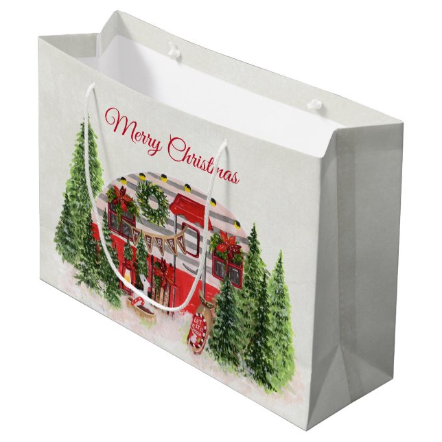 Bolsa De Regalo Grande Navidades Trailer Camper Outdoorsy Tema (Angulo Anverso)
