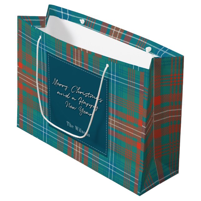 Bolsa De Regalo Grande Navidades Tren Holidays Clan Wilson Tartan (Angulo Anverso)