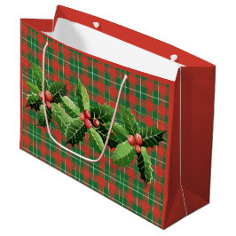 Bolsa De Regalo Grande Navidades Verde Rojo Tapado Con Vela