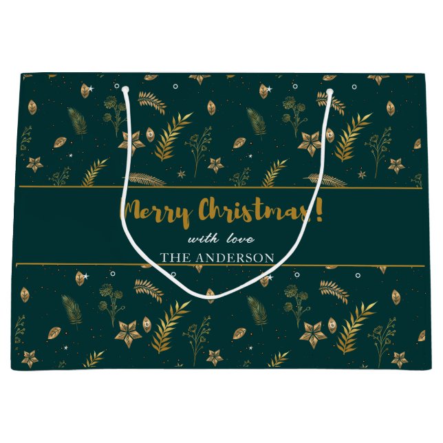 Bolsa De Regalo Grande Navidades verdes del Arco Oro Elegante Moderno (Anverso)