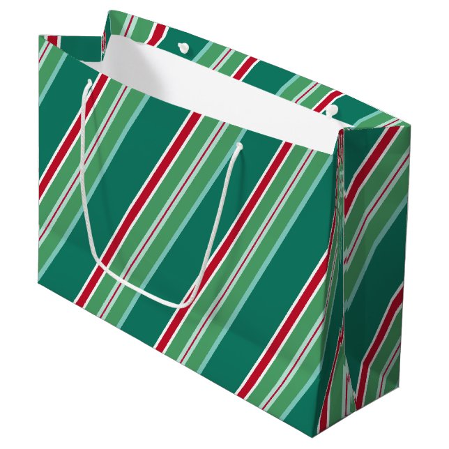 Bolsa De Regalo Grande Navidades verdes tiras de caramelo Banda de regalo (Angulo Anverso)