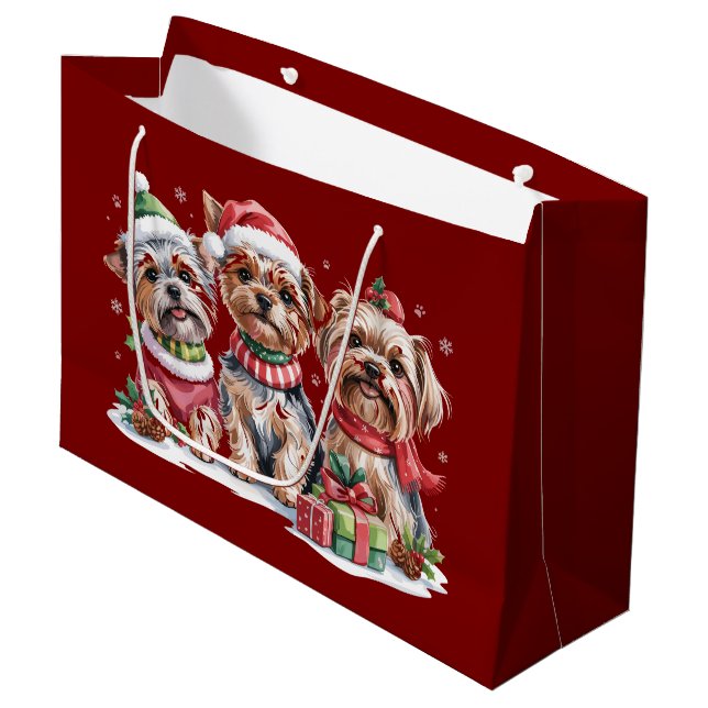 Bolsa De Regalo Grande Navidades Yorkshire Terrier Dog Lovers (Angulo Anverso)
