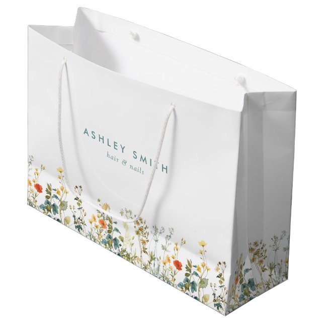Bolsa De Regalo Grande Negocio de campo de flores silvestres de verano (Angulo Anverso)
