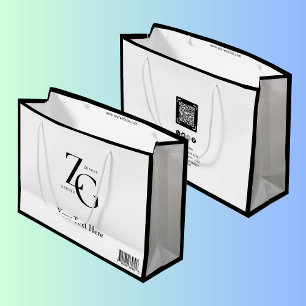 Bolsa De Regalo Grande Negocio Minimalista de Logo Personalizado Blanco N