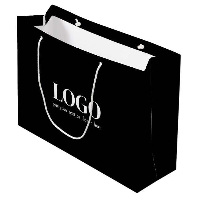 Bolsa De Regalo Grande Negocio personalizado en blanco y negro (Angulo Anverso)