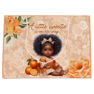 Bolsa De Regalo Grande Negra Niña Bebé Vintage Naranja Sweetie