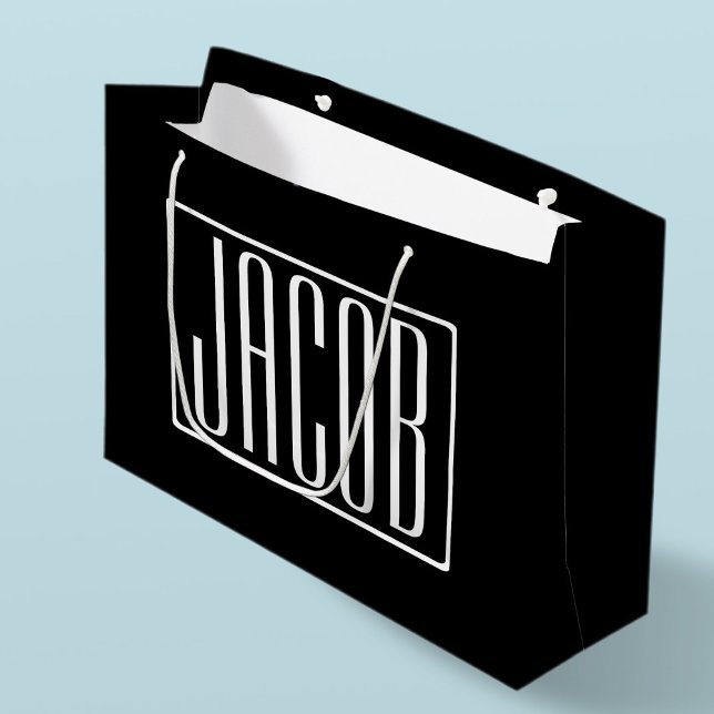 Bolsa De Regalo Grande Negrita y moderna tu nombre o palabra | Blanco sob (Subido por el creador)