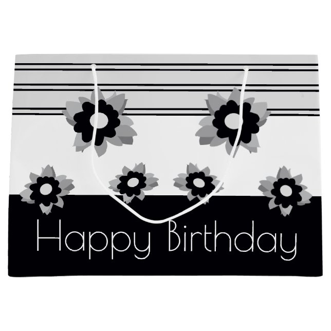 Bolsa De Regalo Grande Negro Blanco Y Gris Moderno (Anverso)