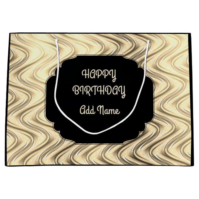 Bolsa De Regalo Grande Negro personalizado y oro (Anverso)